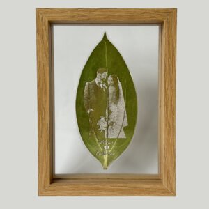 Personalised gift - Leaf Engraving -wooden frame